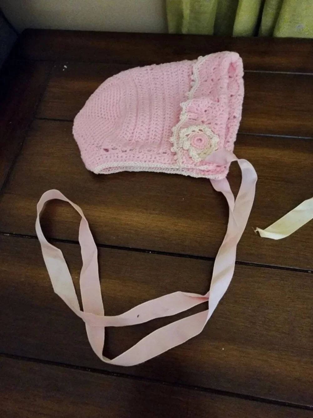 Baby's Pink Handmade Crocheted Bonnet
